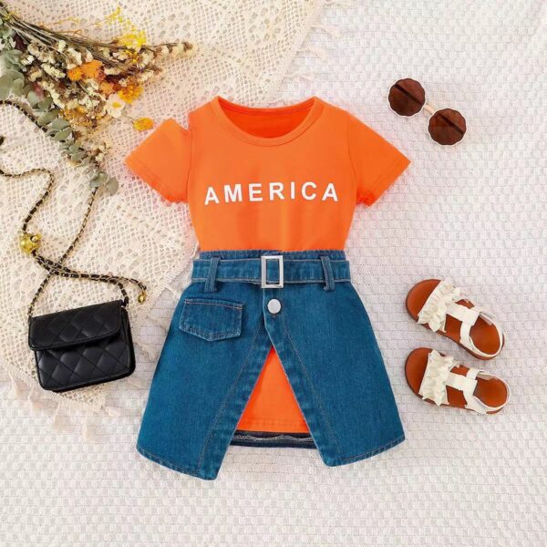 Orange and jeans set